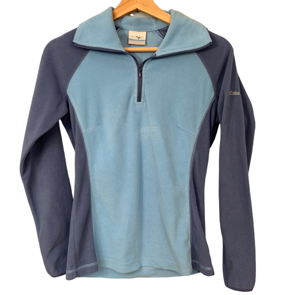 🍁 Columbia Arctic Air 1/2 Zip Fleece Sweater Sweatshirt Blue Periwinkle Women’s - Picture 1 of 9